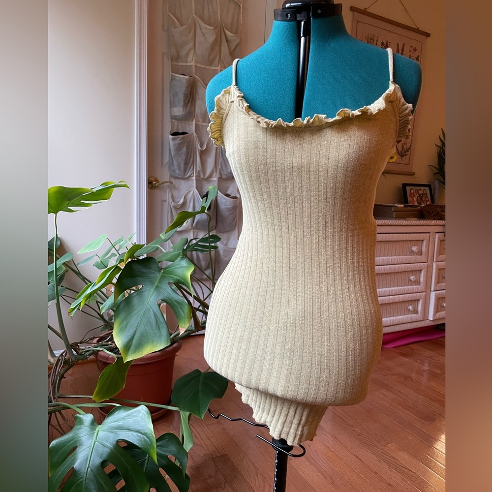 Womens Yellow Ruffle Mini Dress